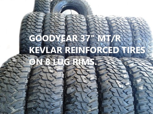 5 Military MT/R Tires 37” + with Kevlar 60% Tread- 8-Lug 16.5” Rims fits HUMVEE