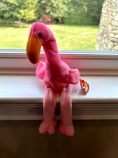 RETIRED Ty Beanie Babies Pinky the Flamingo Plush Toy (With Tag)
