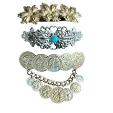 3 barrettes hair clips metal filigree photo turquoise