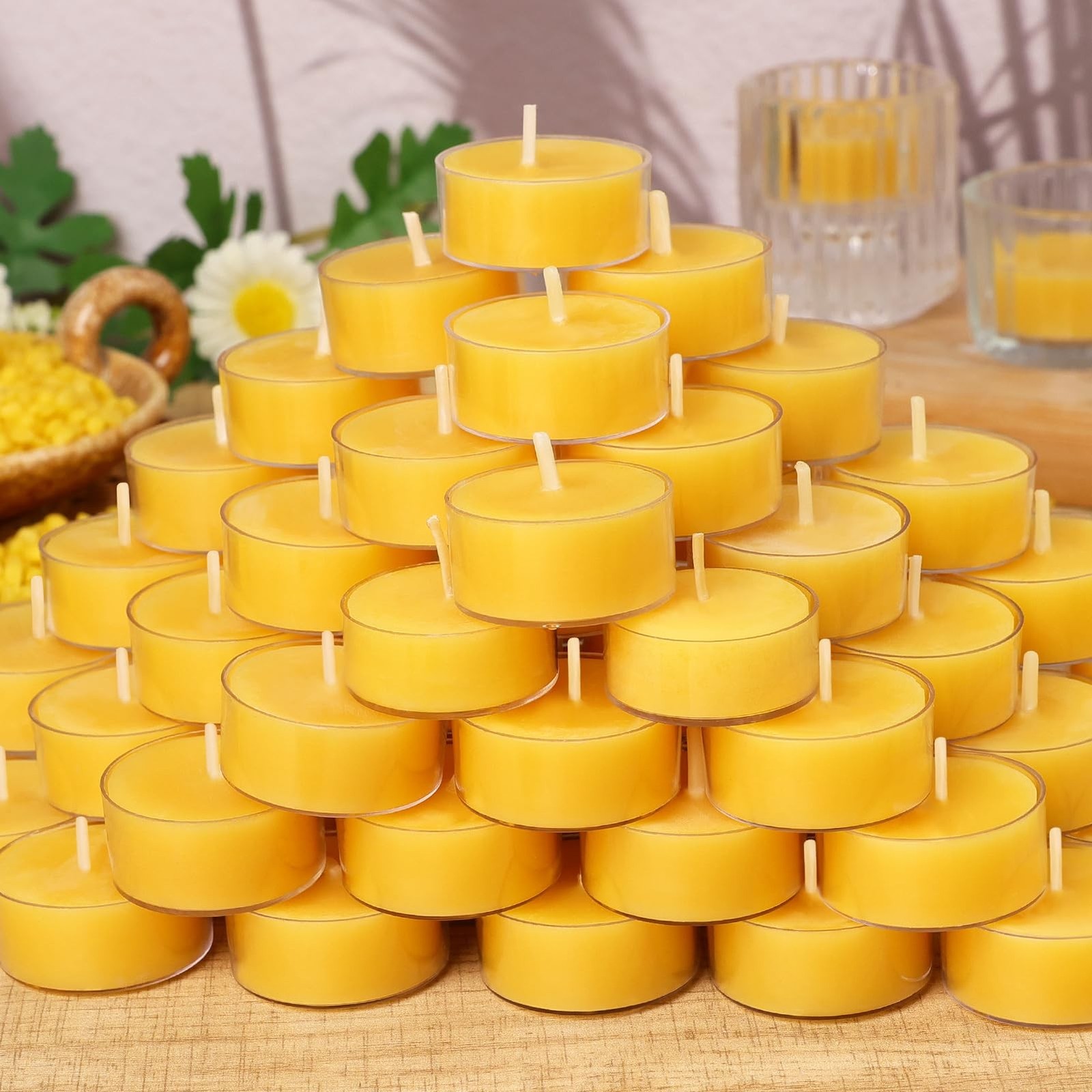 Bulk,4 Hours 100% Pure Beeswax Tea Lights C...