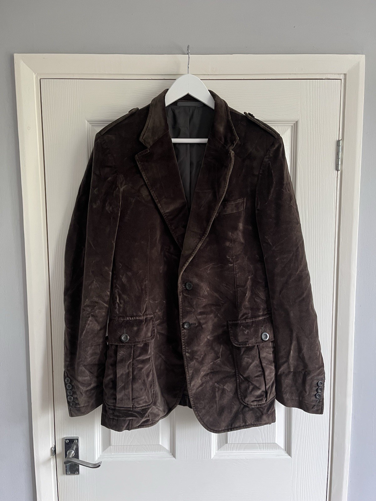 Gucci Single-Breasted Velvet Blazer Brown Size UK 42 EU 52R