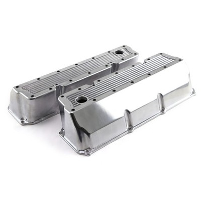 Ford 351C Cleveland Polished Aluminum Elite Valve Covers Tall w/Hole