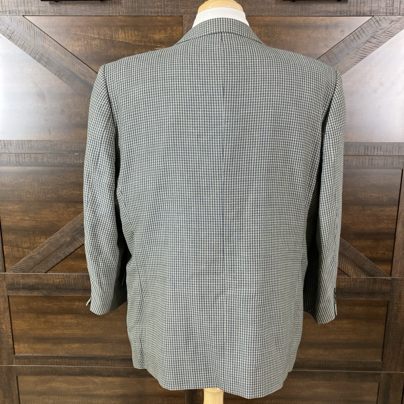 Andre Vachon Suit Coat Checked pattern Blues Mens… - image 5