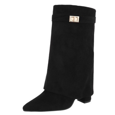 Damen Stiefel mit Reißverschluss und Reißverschluss Ital-Design 5673 in Schwarz