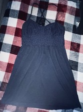 American Eagle Outfitters Navy Lace A-Line Dress Sleeveless Smocked Size S