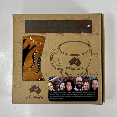 Handmade Finecraft Koala Coaster Set/Tray Australia 6 Wooden Hand Painted