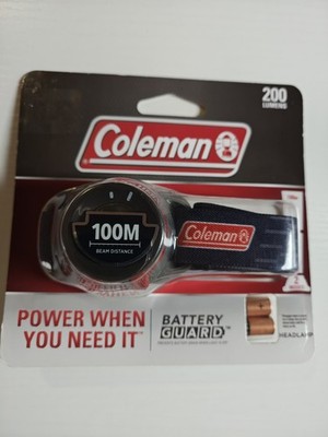 Coleman 200 Lumen Headlamp with Battery Guard 100M Beam High/Low Hiking Camping