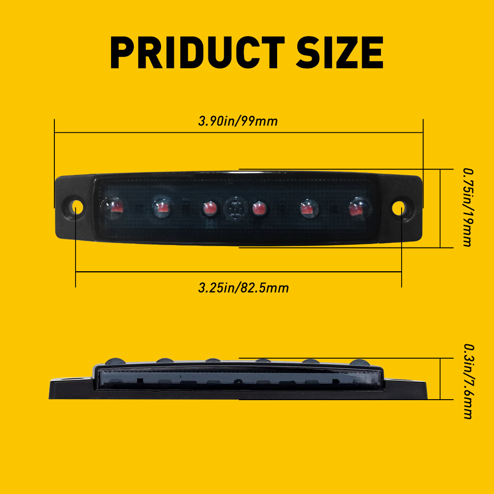 10PCS 3.8" Smoked Red Side Marker Clearance Tail Light LED for Truck Trailer New