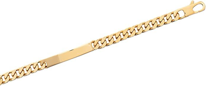 Gourmette en Plaqué Or 18k Maille Diamantée 8mm Bracelet Homme Longueur 21cm