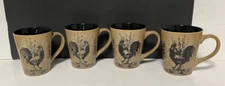 Pfaltzgraff Stoneware Homespun Rooster Set Of 4 Mugs 12 Ounces