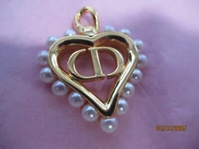 DIOR ZIP PULL charm 32x28 MM gold tone, FAUX PEARL THIS IS FOR ONE