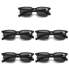 5 PK Unisex Full Lens Tinted Sun Readers Reading Sunglasses UV400 Black Frame
