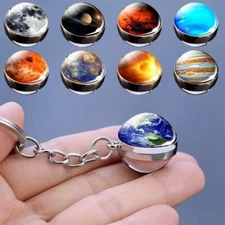 Glow in the Dark 12 Constellation Galaxy Solar Keychain Ring Space Ball Planet