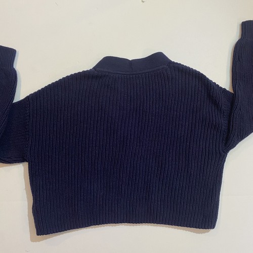 Gap Kids Cardigan Sweater Girl Sz 8 Chunky Knit Cable Knit Pockets Button Navy - Picture 9 of 9