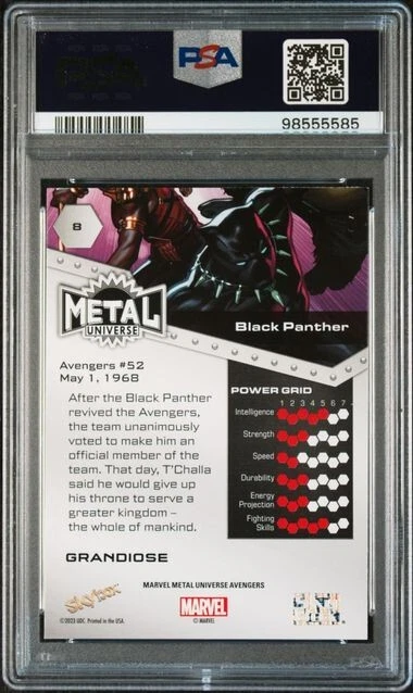 GRANDIOSE PSA 9 MINT BLACK PANTHER 2024 METAL UNIVERSE-8 GRADED MCU MARVEL TPHLC - Image 2 of 2