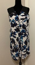 Vera Wang Dress Relaxed Fit 22” P2P 38” Length Size 14 Cream Blue Black Side Zip