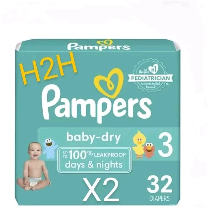Pampers Baby Dry Size 3 Pampers Size 3 Diapers Bundle Bagged total 64 Diaper