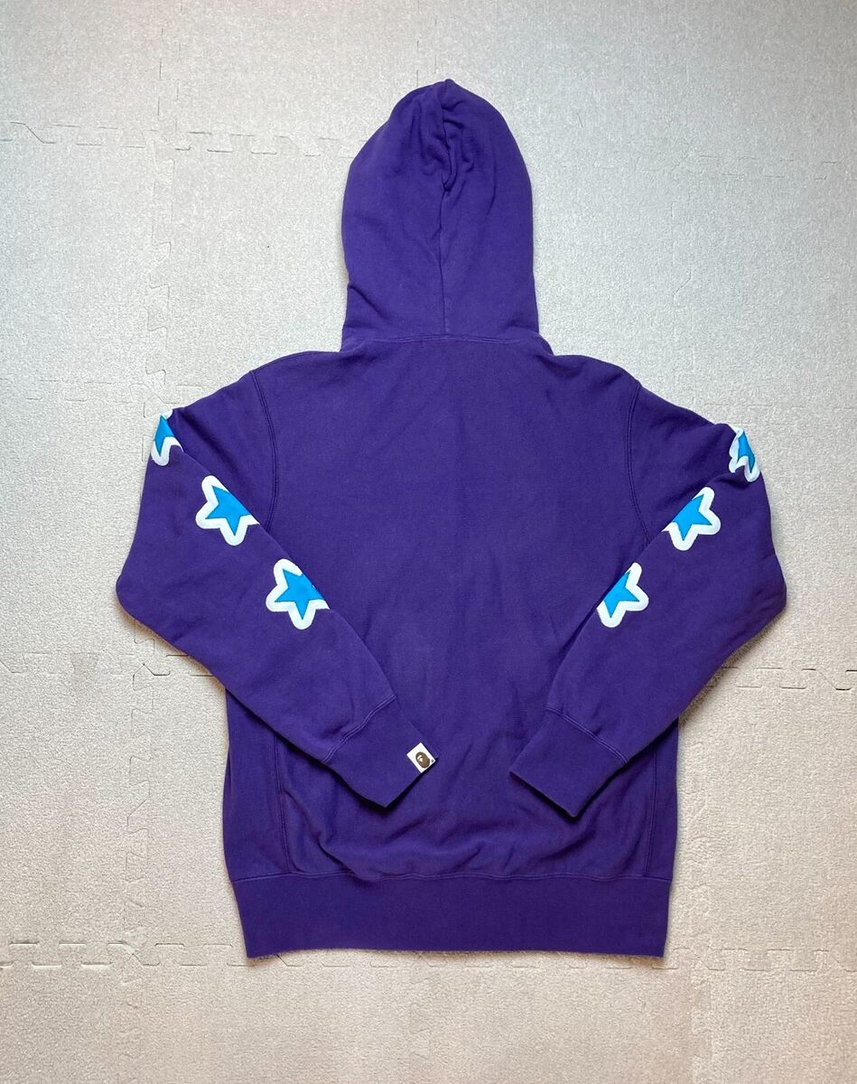Bape Purple Bapesta!! Star logo Patch Full Zip Hoodie a Bape Purple Bapesta!! Star logo Patch Full Zip Hoodie a