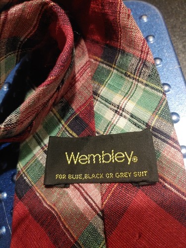 Vintage Wembley Plaid Multicolor Necktie Men's Tie 100% Cotton - Picture 2 of 2