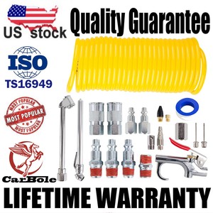20-Pcs-New-Air-Compressor-Accessory-Kit-1-4-034-x25Ft-Coil-Nylon-Hose-Tire-Gauge-US