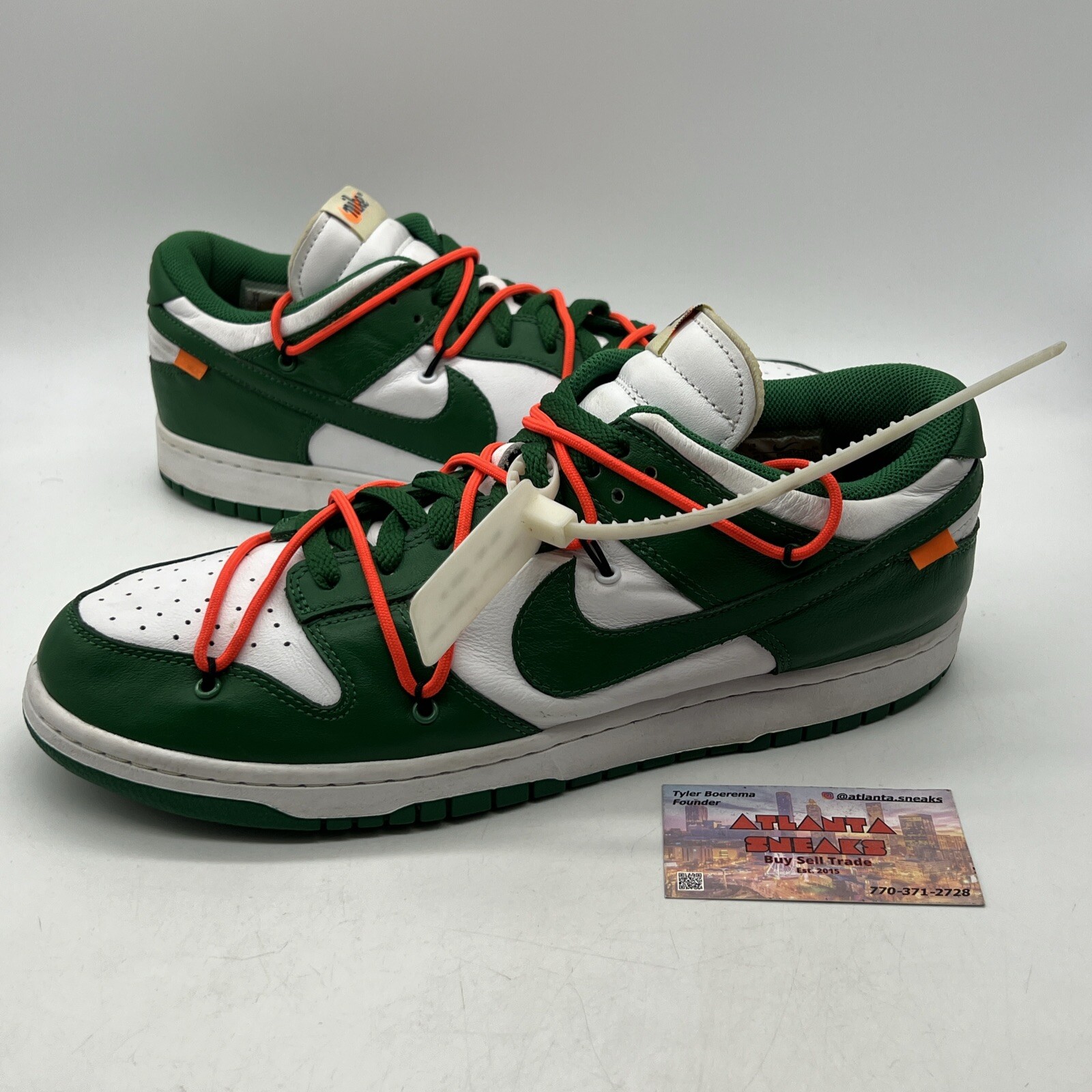 OFF WHITE X NIKE Taglia 12 Nike Dunk Low x BIANCO SPORCO verde pino 2019 pelle verde (CT0856 100)