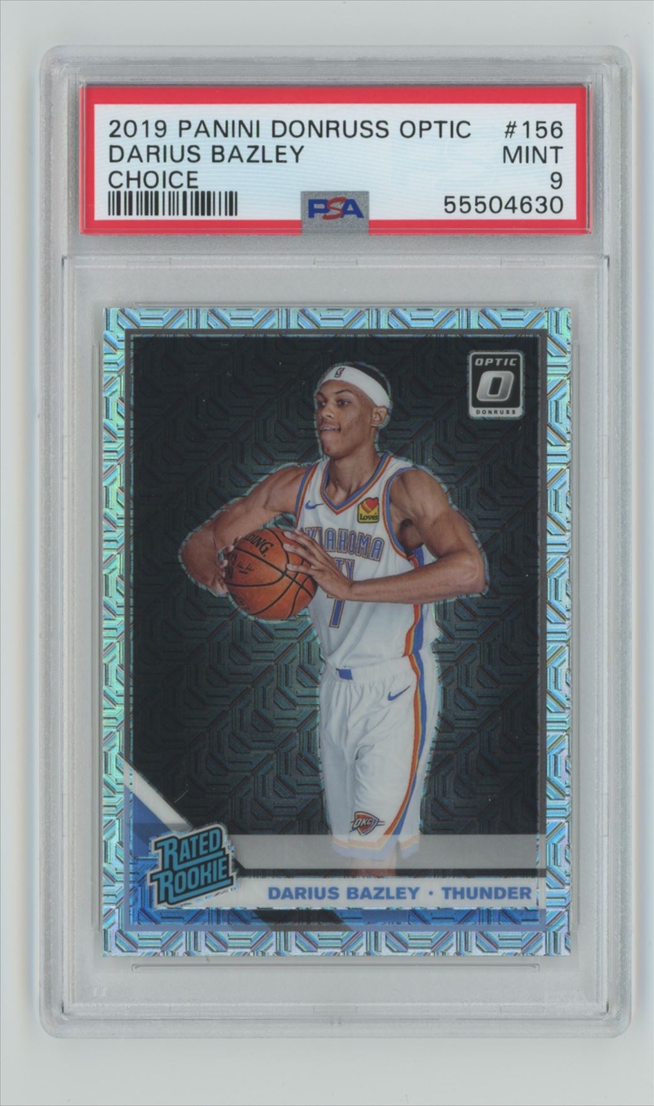 2019-20 Donruss Optic Darius Bazley RC PSA 9 OKC Thunder Card #156