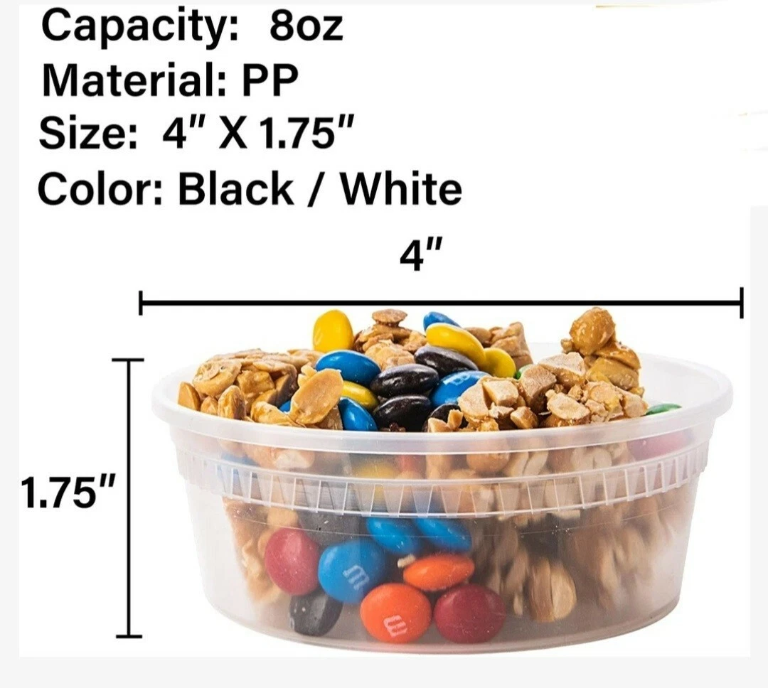 8 Oz [80 sets] Plastic Deli Food Storage & Soup Containers With Lids-Restaurant