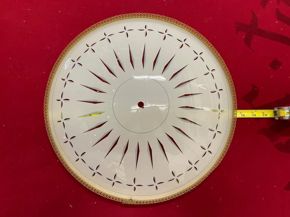 Lámpara de techo de vidrio estilo medieval de 17" Directoire de colección pantalla de tazón con borde dorado Foto 2 de 4