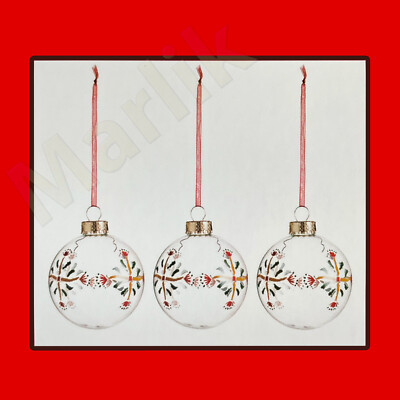 3 x Ikea Vinterfint Christmas Ball Ornament Decor 2 3/4'' Glass Balls, Red/Green