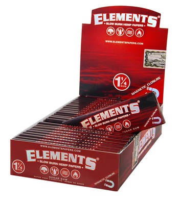 1 Box (25x) Elements Red 1 1/4 Medium Size Hanf Papers from Hemp