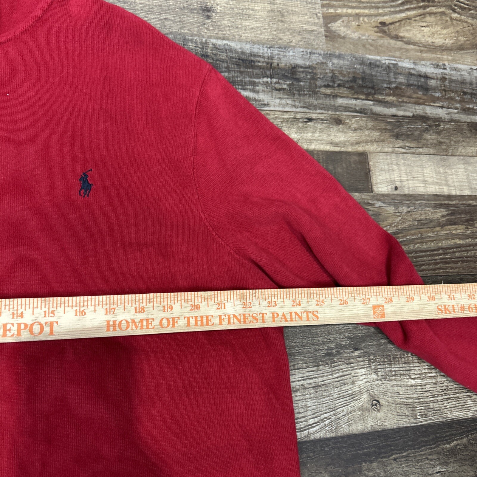 POLO RALPH LAUREN Felpa Uomo Extra Large ROSSO 1 4 Zip Maglione Pesante Pony