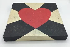IL Ferrart Contemporary Art Geometric Red Heart “cuore Rosso” Painting 12”x12” 