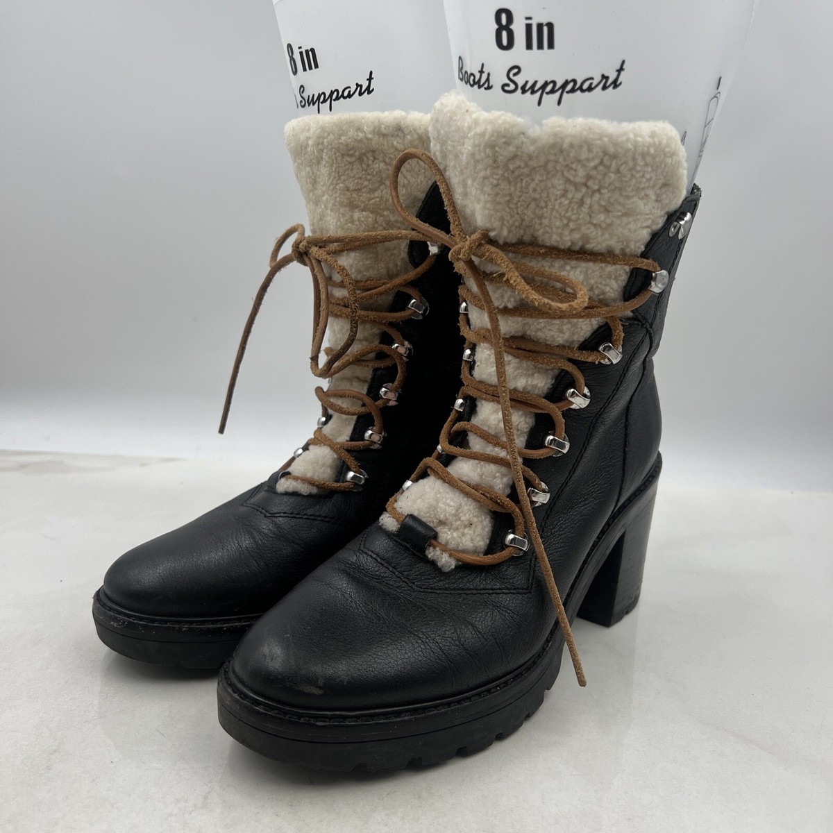 Mark Fisher Boots Womens Denise Lace Up Combat Boot Black Fleece