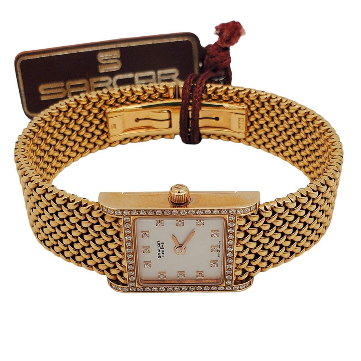 Sarcar Time Square Lady 18K Gold Watch with Diamond Dial & Diamond
