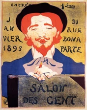 SALON DES CENT 1895 MAN BOOK FRENCH EXHIBITION PARIS POSTER REPRO FREE S/H