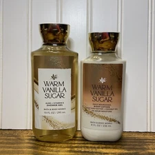New Bath & Body Works Set - WARM VANILLA SUGAR Lotion 8 oz & Shower Gel 10 oz