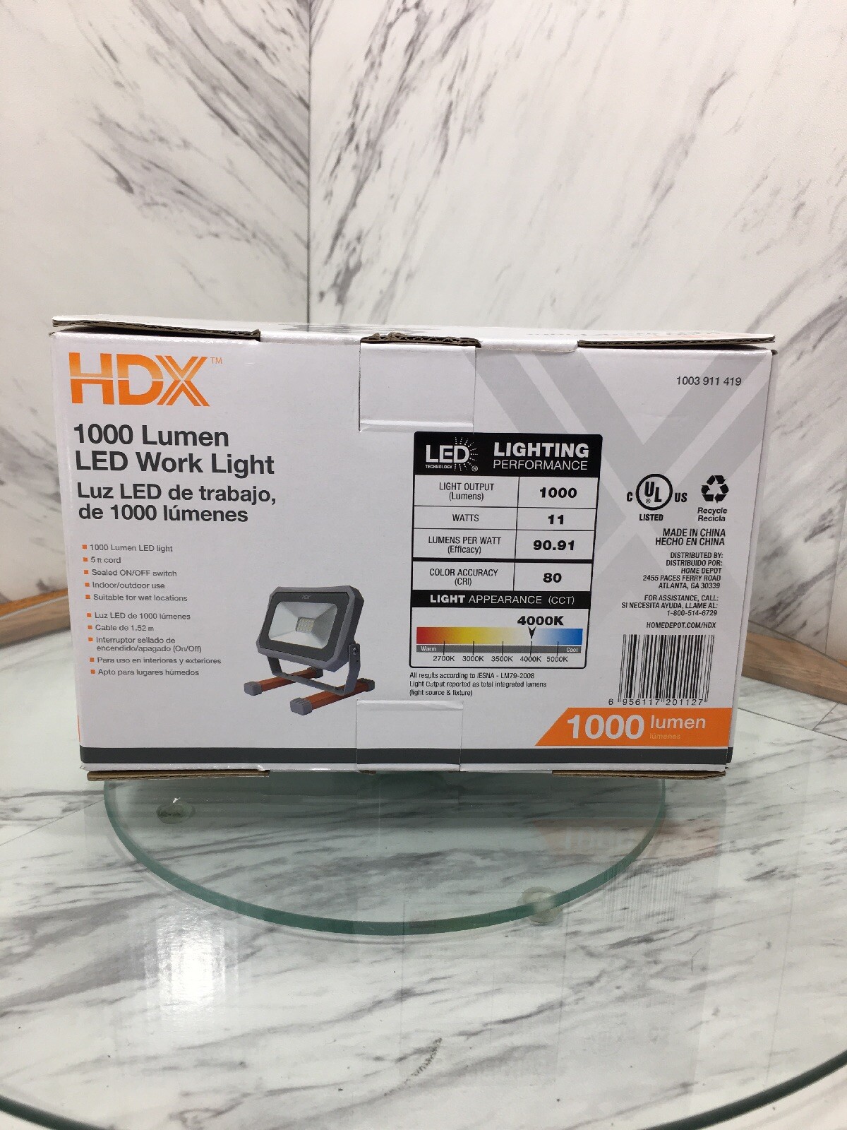 HDX 1000-Lumen LED Work Light - Indoor / Outdoor Use - Sealed On/Off ...