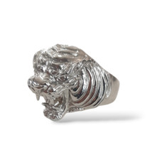 MENS 925 SILVER TIGER HEAD RING Size 27