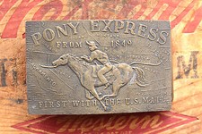Vintage Pony Express Cowboy Horse Rodeo Western Belt Buckle