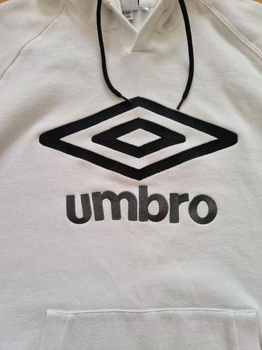 Mens Umbro White Hoodie Embroidered Medium Jumper Pullover Logo Training Top - Picture 2 of 14