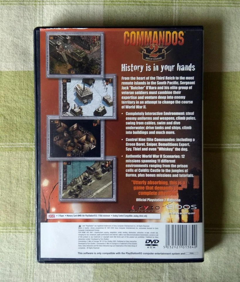 Commandos 2: Men of Courage (Sony PlayStation 2, 2002) PAL - Complete - Image 2 of 3