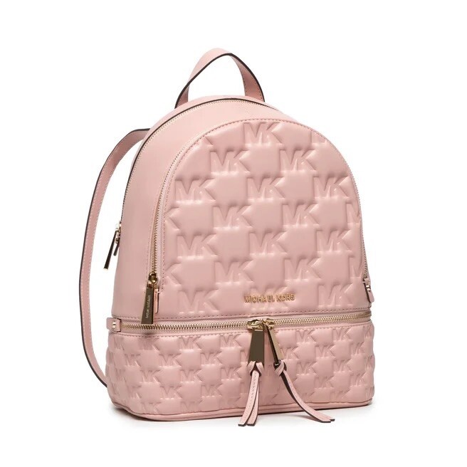 🔥NWT MICHAEL MICHAEL KORS Rhea Logo Embossed Medium Backpack In Smokey Rose eBay