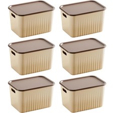 6 Pack, Plastic Storage Bins Containers with Lids, Sensory Bin with Handle , ...