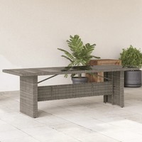 Gartentisch Aus Poly Rattan Grau 240X90X75 Cm Mit Glasplatte