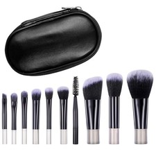 Mini Travel Makeup Brush Set, 10 PCS Portable Small Makeup Brushes Travel Size C