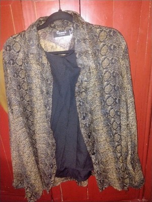 Vintage Casse's Women s Animal Print Button-Up Collared Chiffon Blouse 2X