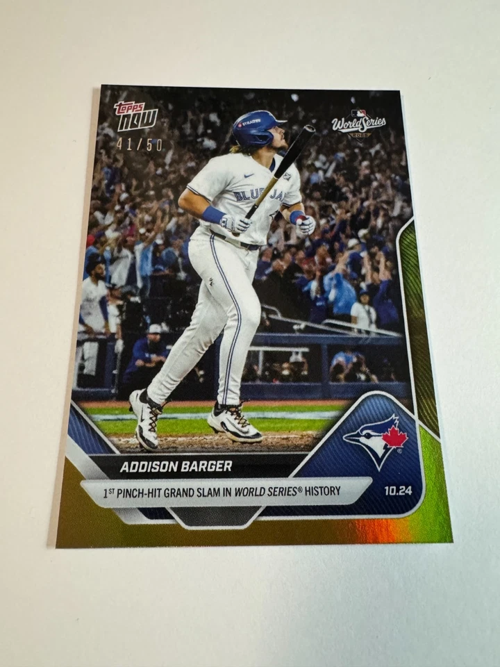 41/50* Addison Barger - 1st Ever Pinch GS - 2025 MLB Topps NOW® - Card 897 - Image 2 of 4
