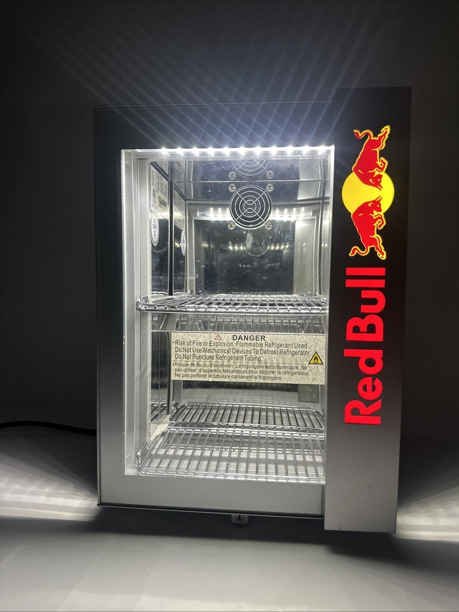 Red Bull ECO COOLER Table Top Mini Fridge Silver Aluminum Single