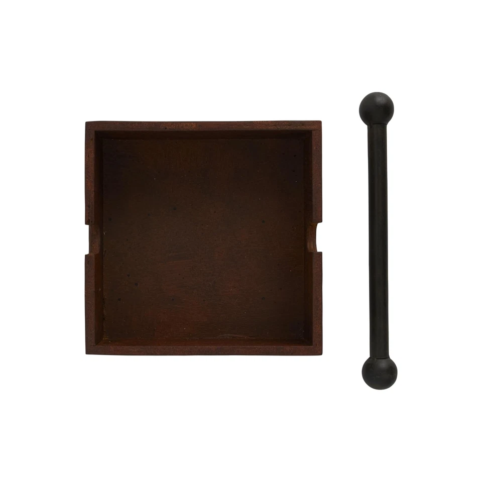 Square Wood Napkin Holder with Metal Bar - Image 3 of 4
