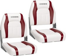 Folding Low Back Boat Seats 2 Pack Boat Captain Chairs Thickened Seat Cushion